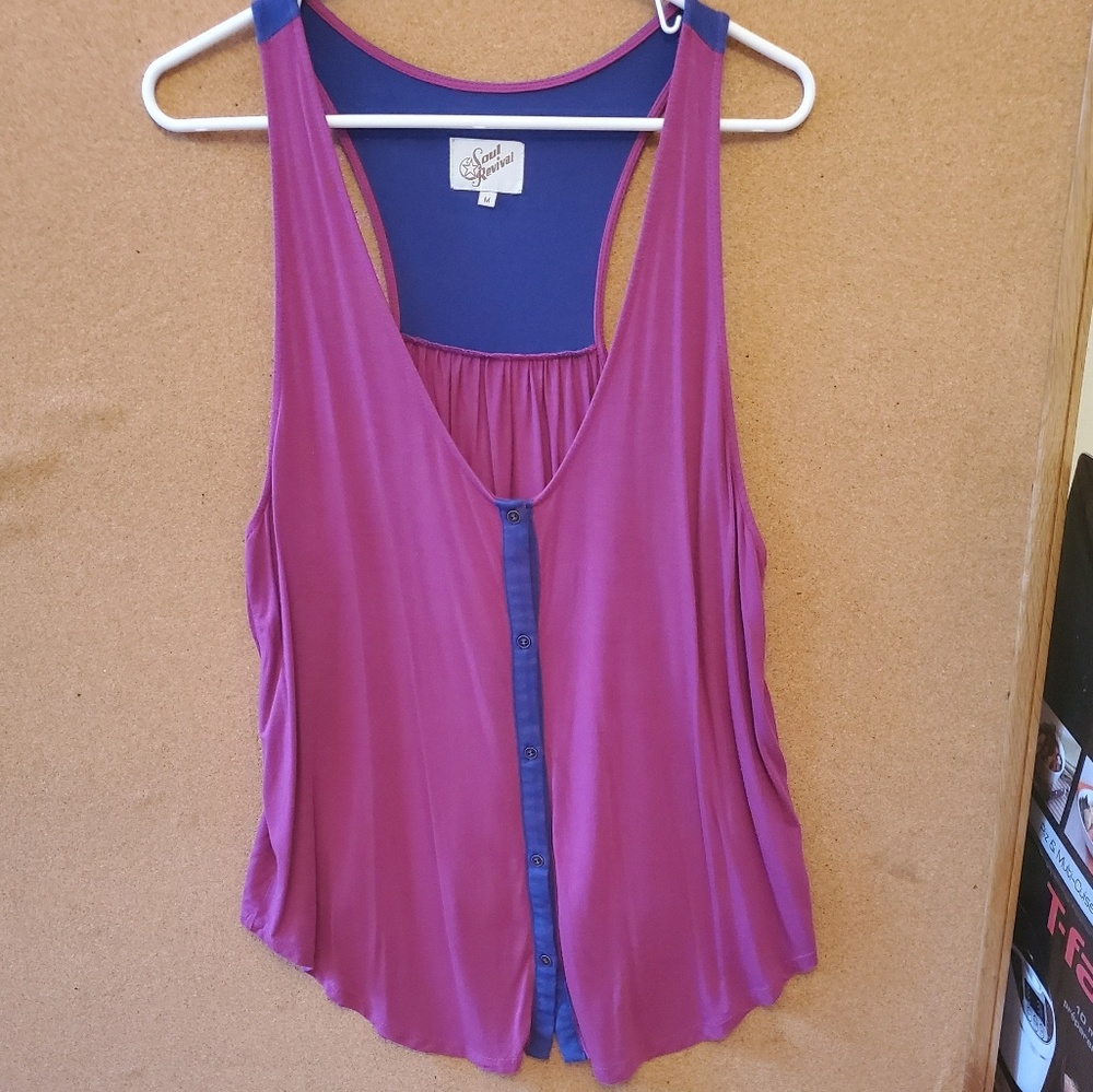 Pink/purple Racerback, Button-up Tank - Picture 2 of 5